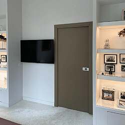 Reivilo Bloc-porte Miro avec poignée Exclusive grise, H.204 x l.63 cm, aspect cuir lichen