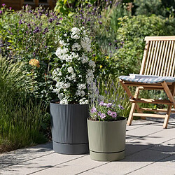 Avis GARDEN ID Pot de Fleurs Rond avec Réservoir - Lino - Ø 39 cm - 32 L - H 38 cm - Vert Mousse