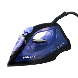 Sokany Fer à Repasser à Vapeur 1600W avec Semelle Céramique et Réservoir 190ml Noir / Bleu