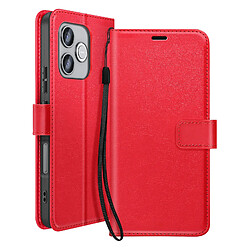 Mayaxess Étui Portefeuille pour Honor 600 Lite avec Dragonne et Fonction Support Rouge