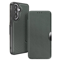 Avizar Étui Folio pour Galaxy A57 Finition Carbone avec Porte-carte Vert foncé