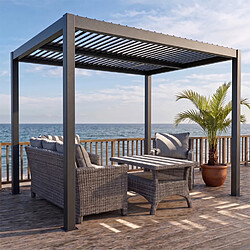Concept Usine Pergola bioclimatique structure et lames orientables en aluminium 3x3m RHODES
