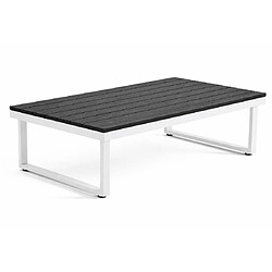 Acheter Bestmobilier Konna - salon de jardin d'angle en acier blanc - 5 places - coussin beige et table incluse