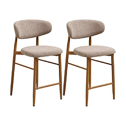 Lisa Design Eddie - lot de 2 tabourets en tissu texturé - pieds en acier effet bois