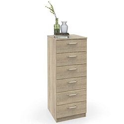 Commode Chambre, Chiffonnier Meuble de Rangement avec 6 Tiroirs, 110x40x40 cm Prakt Briebe