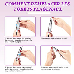 Ponceuse ongles pro 35000RPM 2400mAh rechargeable LED 62 embouts pas cher