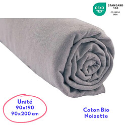 EASY DORT Drap housse 100% Coton Bio pour lit une place 90x190 / 90x200 cm
