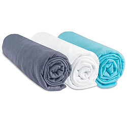 EASY DORT Drap housse 70x160 Bébé Gris Blanc Turquoise