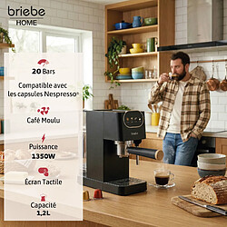 Avis Briebe Nordic Set Machine à Café 20 Bars, Grille-Pain 2 Tranches, Bouilloire Électrique SKT1209BLK