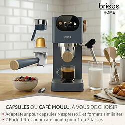 Acheter Briebe Nordic Machine à Café Expresso 20 Bars Compatible avec Capsules Nespresso 1,2L EC1180GRY Br