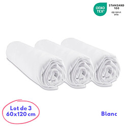 EASY DORT Lot de 3 Draps housse Bambou - 60x120 cm - Blanc