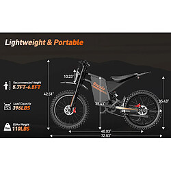 Ridstar Vélo Électrique Tout Terrain 6000W 60V 35Ah, Autonomie 130km,80km/h Freins Hydrauliques pas cher