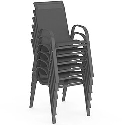 Acheter Idmarket Salon de jardin MADRID table ronde 150 CM et 8 chaises empilables gris anthracite