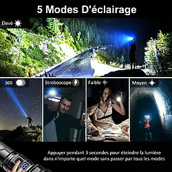 Acheter Lampe poche rechargeable 120k lm,5 modes,5000mAh,zoom télesc.,IP67,portée 1000m+