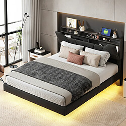 Acheter MEXUS Lit coffre 140x200 cm avec LED, fonction de charge, PU, noir