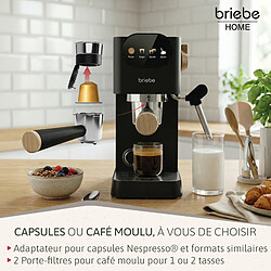 Acheter Briebe Nordic Machine à Café Expresso Compatible avec Capsules Nespresso 20 Bars 1,2L EC1180BLK Br