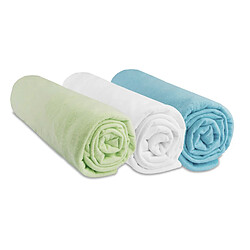 EASY DORT Drap housse 50x100 Anis Blanc Turquoise (Lot de 3)