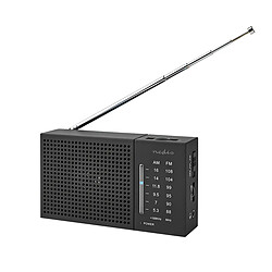 Nedis Mini Radio à Piles AM / FM avec Prise Casque et Réglage Analogique Noir