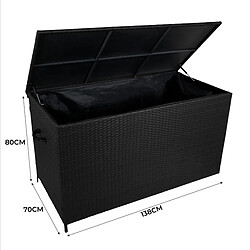 Monstershop Coffre de Rangement 582 L Rotin Noir Doublure Imperméable Extérieure Jardin pas cher