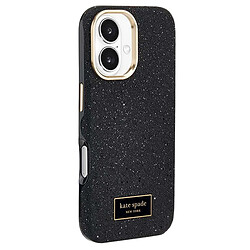 Kate Spade Coque pour iPhone 16 MagSafe Effet Grainé Dos Cristaux Scintillants Noir 