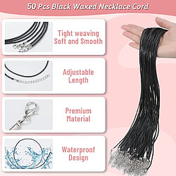 Acheter Cordon cire noir pour pendentifs bracelets 100 pièces 2mm avec fermoir