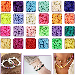 Avis Perles en polymère 24 couleurs vives 6 mm kit création bijoux fantaisie élastique