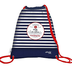 Amelie Sac à Dos à Cordons Motif Rayures Marines avec Fermeture Coulissante Bleu