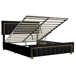 Lit double - Superaly - 160x200cm - lit de rangement - avec cadre à Lattes - noir pas cher