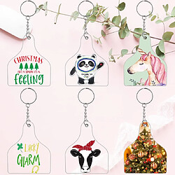 Avis 90 pièces kit création porte-clés acrylique avec étiquettes vache anneaux et