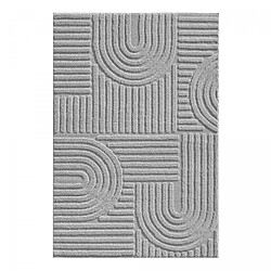 UnAmourDeTapis Tapis chambre 80 x 150 cm, motif géométrique en relief, gris, NOOR