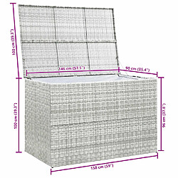 vidaXL Boîte de rangement de jardin gris clair 150x100x100 cm rotin pas cher
