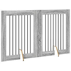 Acheter vidaXL Portillon pour chien avec supports 2 pcs Sonoma gris