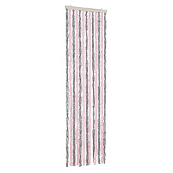 vidaXL Rideau anti-mouches gris argenté et rose 56x200 cm chenille