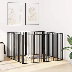 vidaXL Porte pour chien 8 pcs Noir 80 x 100 cm Acier galvanisé