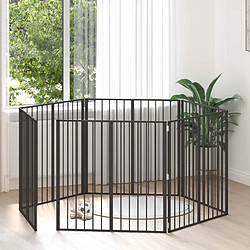 vidaXL Porte pour chien 6 pcs Noir 100 x 100 cm Acier galvanisé