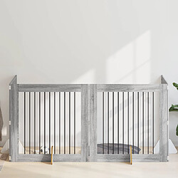 vidaXL Portillon pour chien avec supports 4 pcs Sonoma gris