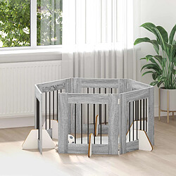 vidaXL Portillon pour chien avec supports 6 pcs Sonoma gris 60 x 60 cm