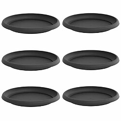 vidaXL Plateau à fleurs rond 6 pcs Noir Ø 14 x 2 cm Plastique