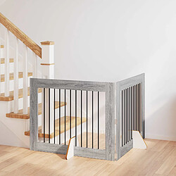 vidaXL Portillon pour chien avec supports 2 pcs Sonoma gris