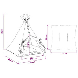 vidaXL Teepee pour animaux de compagnie avec coussin 40 x 40 x 50 cm pas cher