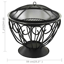 vidaXL Foyer et barbecue avec tisonnier 2 en 1 59x59x60 cm Inox pas cher