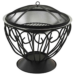 Avis vidaXL Foyer et barbecue avec tisonnier 2 en 1 59x59x60 cm Inox
