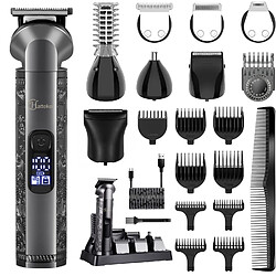 Hatteker HT-609 Kit de Tondeuse Cheveux et Barbe Rasoir Homme Corps 8-en-1 Gris