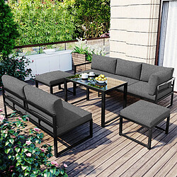 KOMHTOM Canapé aluminium extérieur dossier réglable 4 positions, coussins inclus