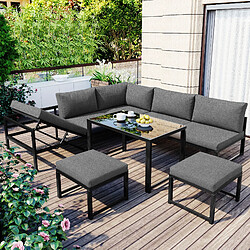 KOMHTOM Canapé aluminium extérieur dossier réglable 4 positions, coussins inclus