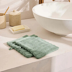 Avis Douceur D'Interieur Lot de 2 Gants de Toilette Maya 15x21cm Vert Sauge
