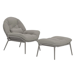 Paris Prix Fauteuil de Jardin & Repose-Pieds Cala 92cm Beige