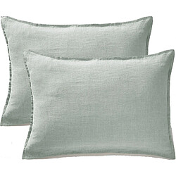 Lot de 2 taies d'oreiller "Soline" 60 x 60 cm & 50 x 70 cm "Lin lavé" l'Effet Papillon