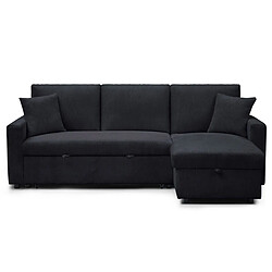 Paris Prix Canapé d'Angle Convertible en Velours Côtelé Brooke 230cm Noir