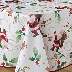 Avis Douceur D'Interieur Nappe Antitache Imprimé Père-Noël 150x300cm Blanc